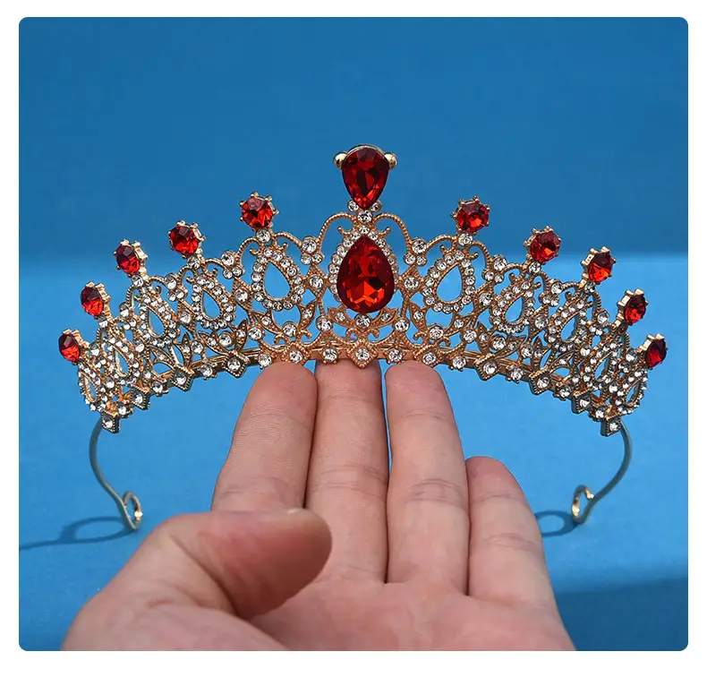 European Bridal Diamond Crown Headband with Pearl Accents — feature 24