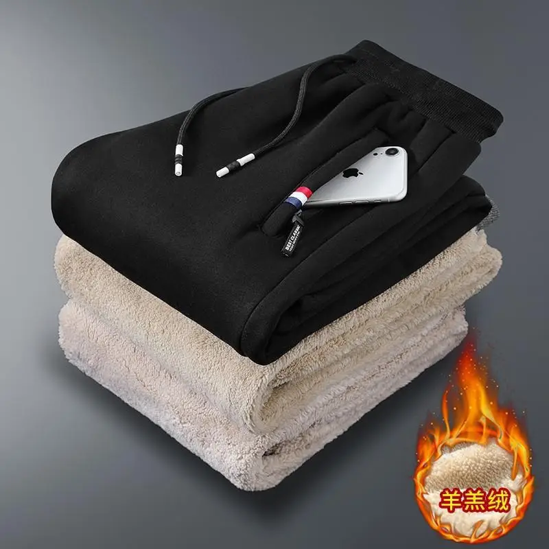 Autumn Winter Fleece Pants Men Plus Size Warm Loose - Image 8