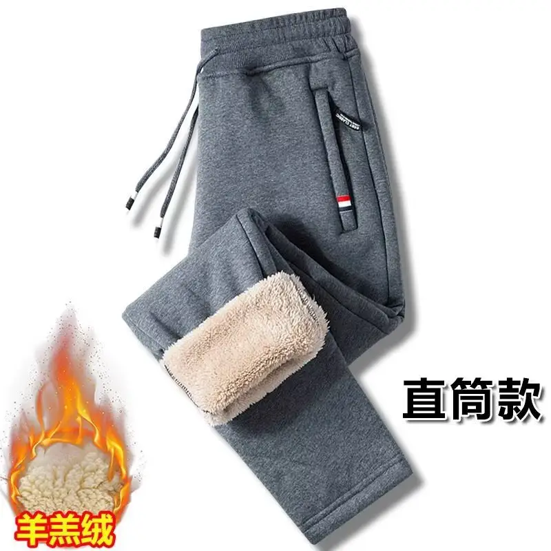 Autumn Winter Fleece Pants Men Plus Size Warm Loose — feature 11