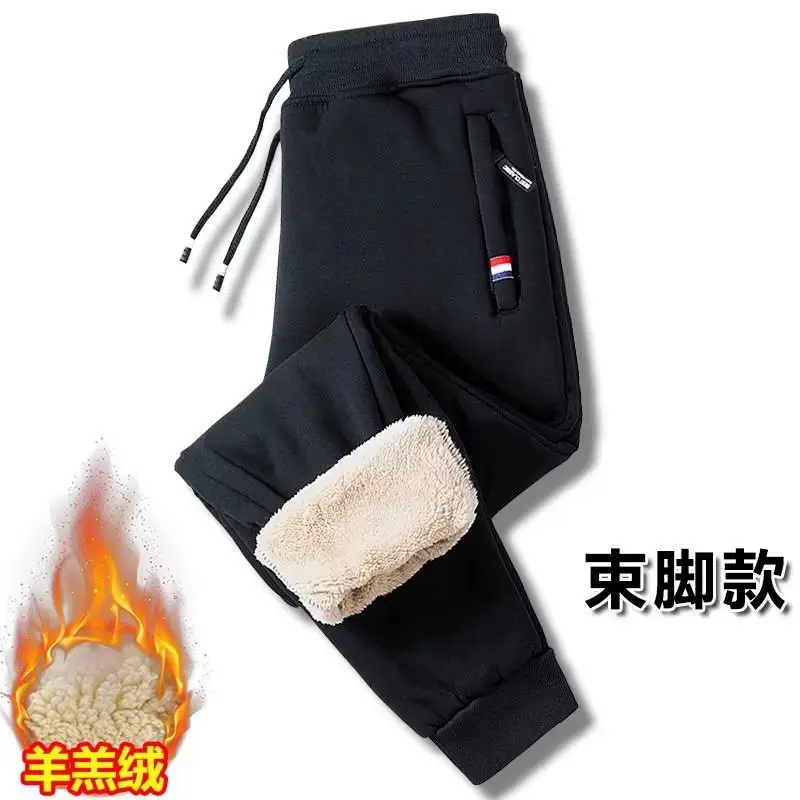 Autumn Winter Fleece Pants Men Plus Size Warm Loose - Image 3