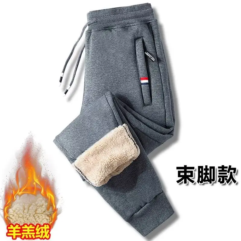 Autumn Winter Fleece Pants Men Plus Size Warm Loose - Image 4