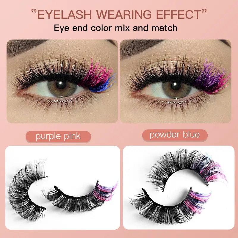 7 Pairs D-Curved False Eyelashes Colorful Durable - Image 13
