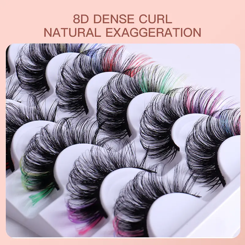 7 Pairs D-Curved False Eyelashes Colorful Durable - Image 14