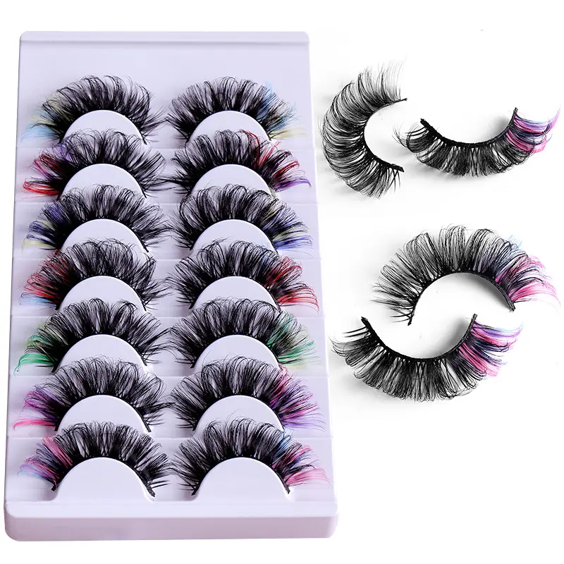 7 Pairs D-Curved False Eyelashes Colorful Durable - Image 15