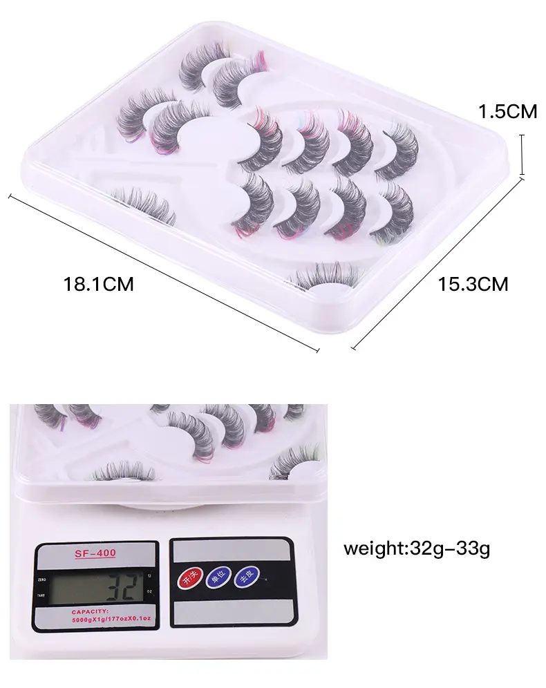 7 Pairs D-Curved False Eyelashes Colorful Durable — feature 18