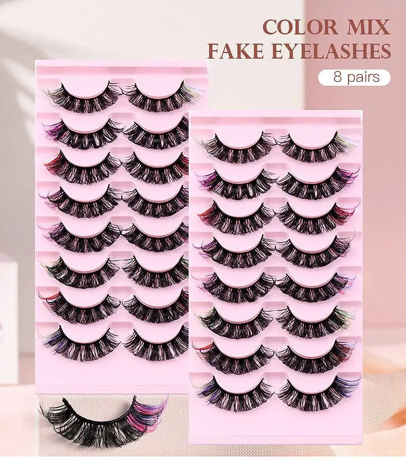 7 Pairs D-Curved False Eyelashes Colorful Durable — feature 19