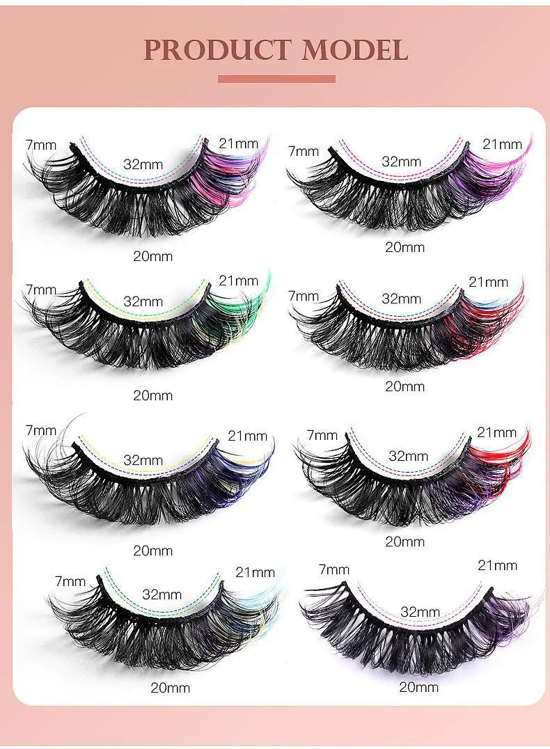 7 Pairs D-Curved False Eyelashes Colorful Durable — feature 22