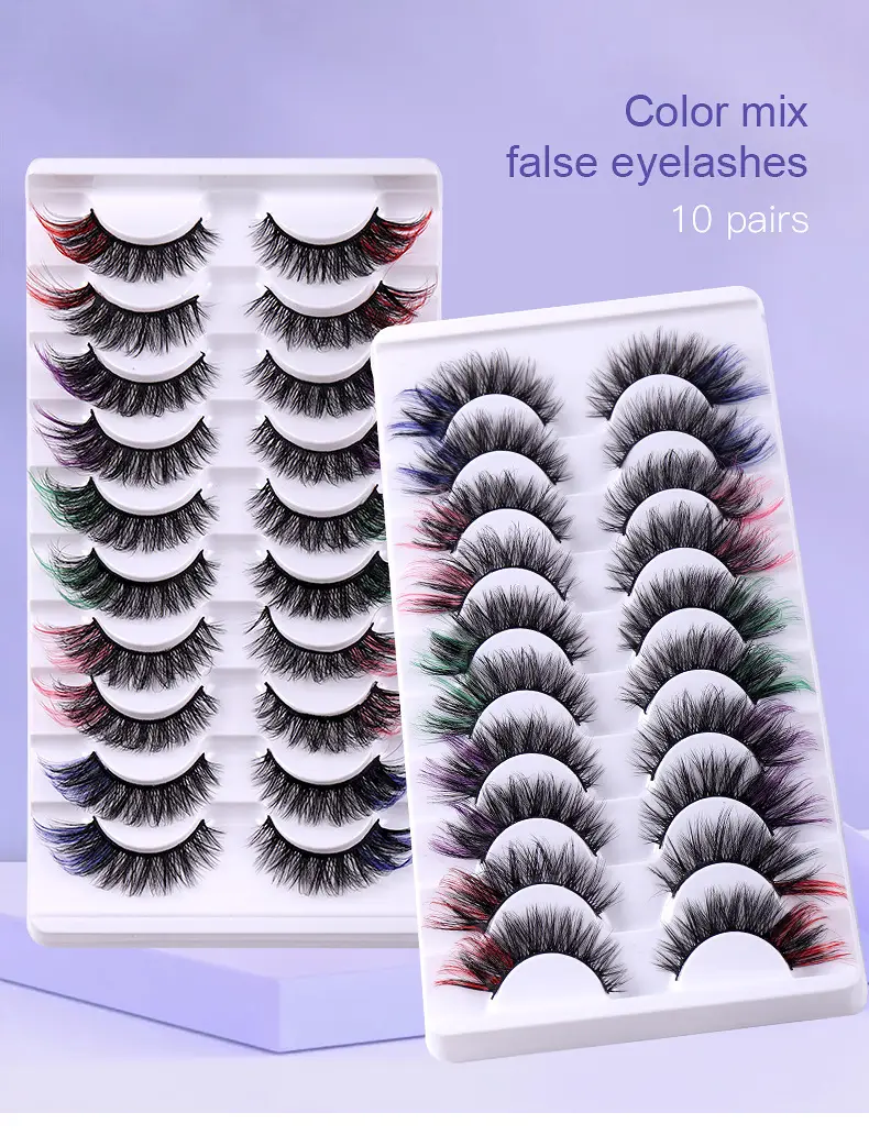 7 Pairs D-Curved False Eyelashes Colorful Durable — feature 31