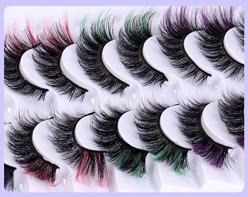 7 Pairs D-Curved False Eyelashes Colorful Durable — feature 36