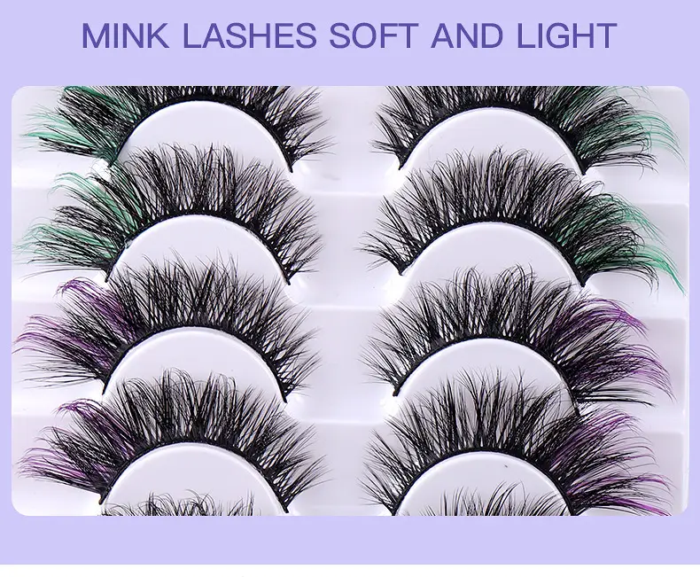 7 Pairs D-Curved False Eyelashes Colorful Durable — feature 37