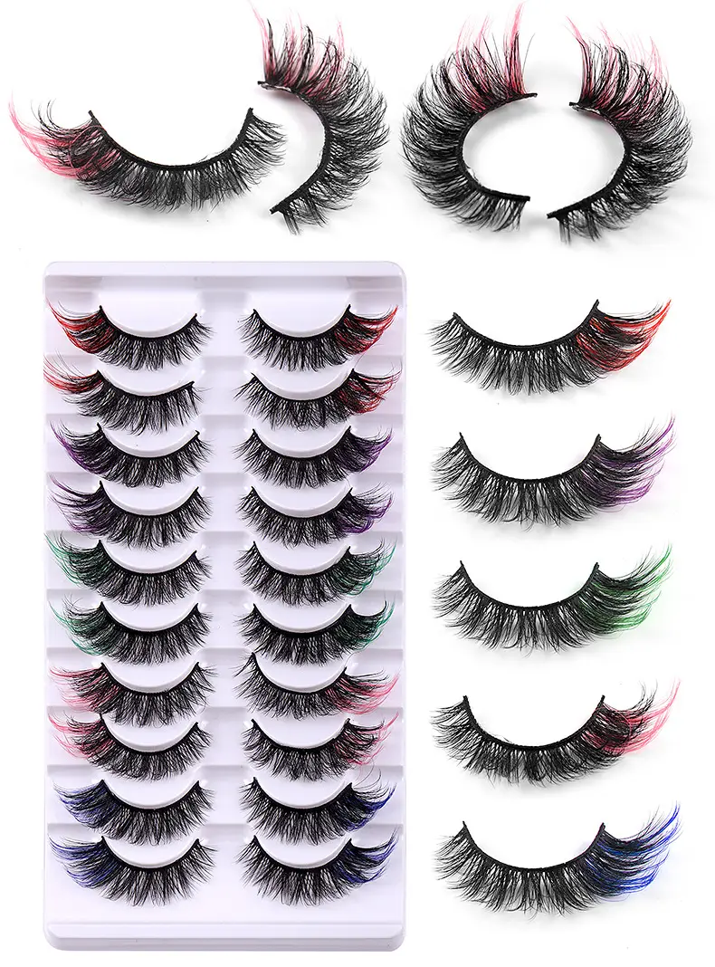 7 Pairs D-Curved False Eyelashes Colorful Durable — feature 38