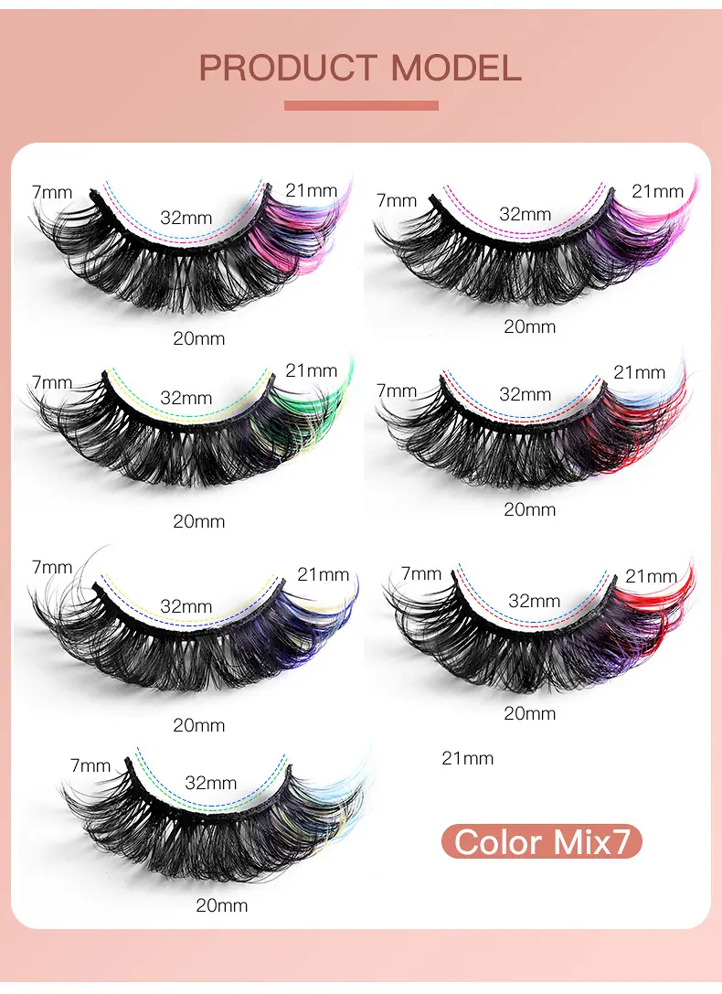 7 Pairs D-Curved False Eyelashes Colorful Durable — feature 4
