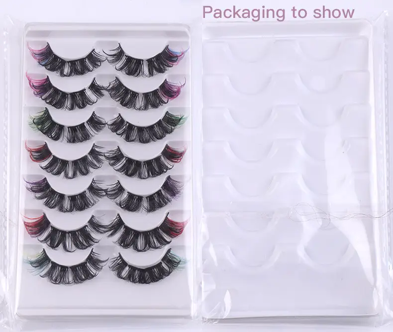 7 Pairs D-Curved False Eyelashes Colorful Durable — feature 41