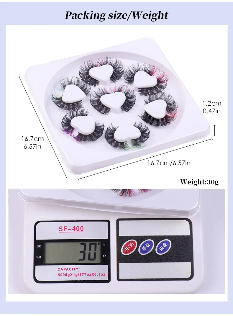 7 Pairs D-Curved False Eyelashes Colorful Durable — feature 48