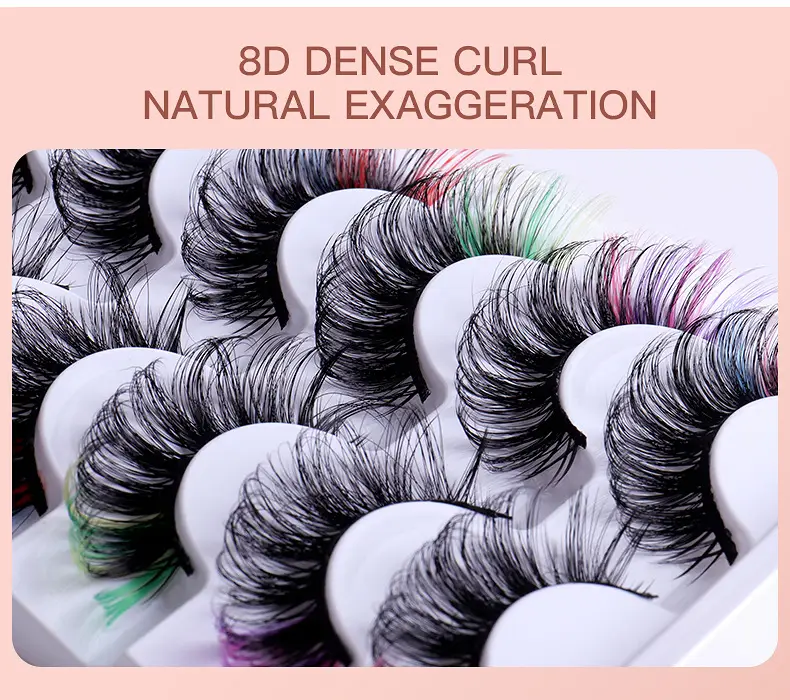 7 Pairs D-Curved False Eyelashes Colorful Durable — feature 5