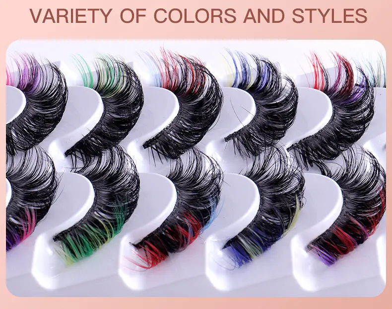 7 Pairs D-Curved False Eyelashes Colorful Durable — feature 6