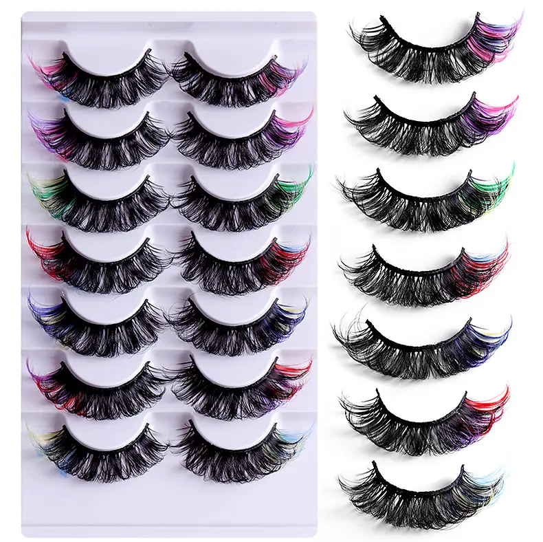 7 Pairs D-Curved False Eyelashes Colorful Durable — feature 9