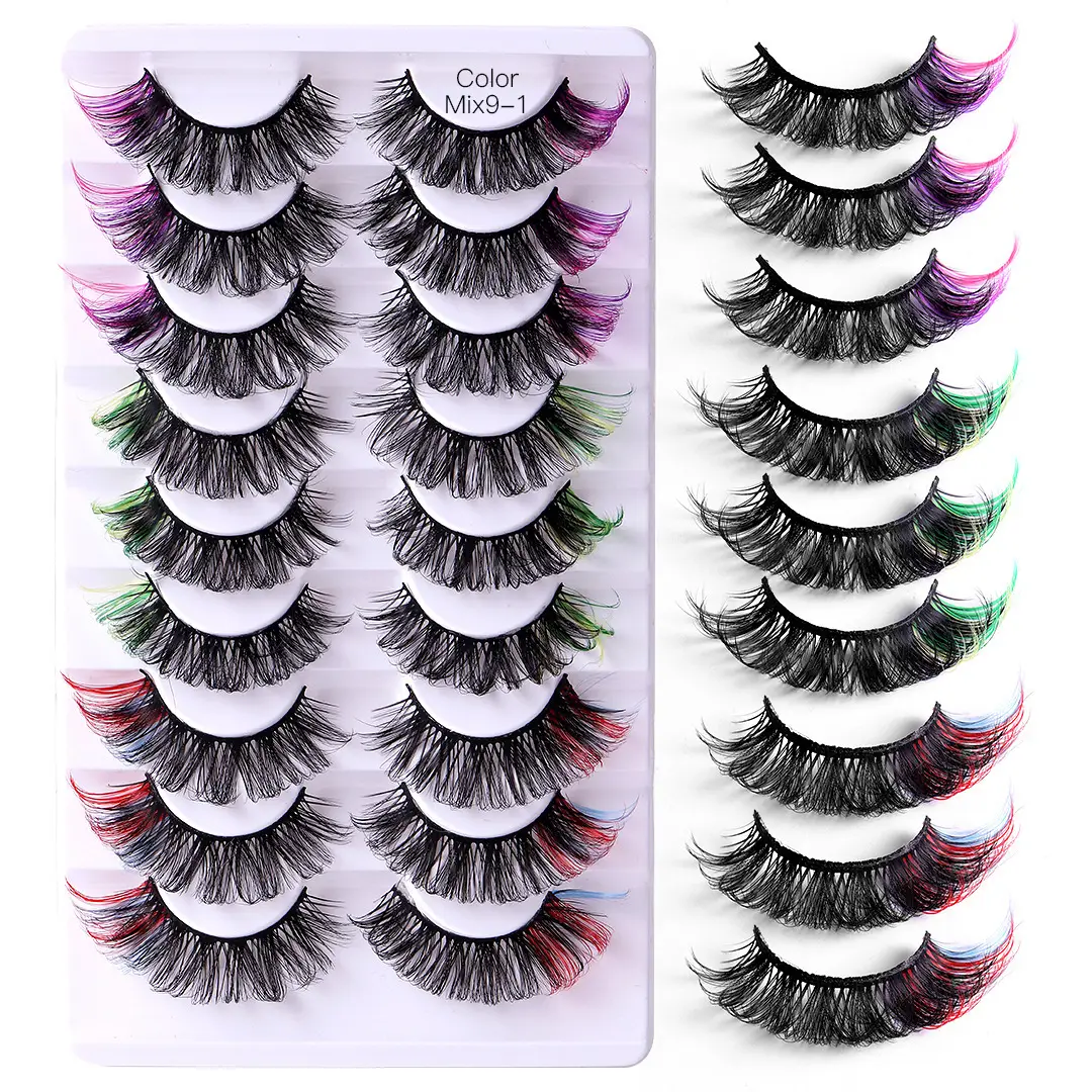 7 Pairs D-Curved False Eyelashes Colorful Durable - Image 7
