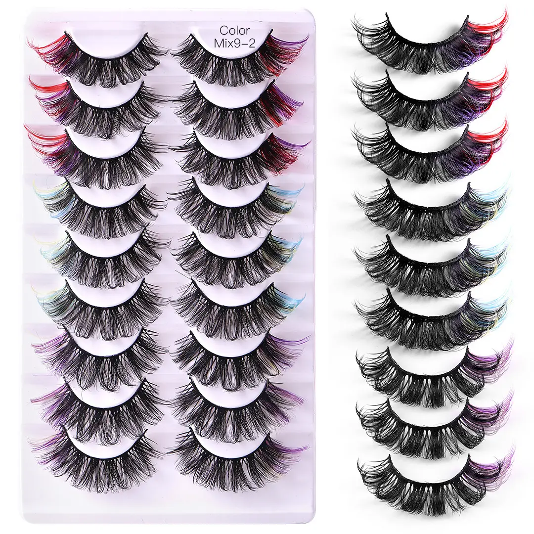 7 Pairs D-Curved False Eyelashes Colorful Durable - Image 8