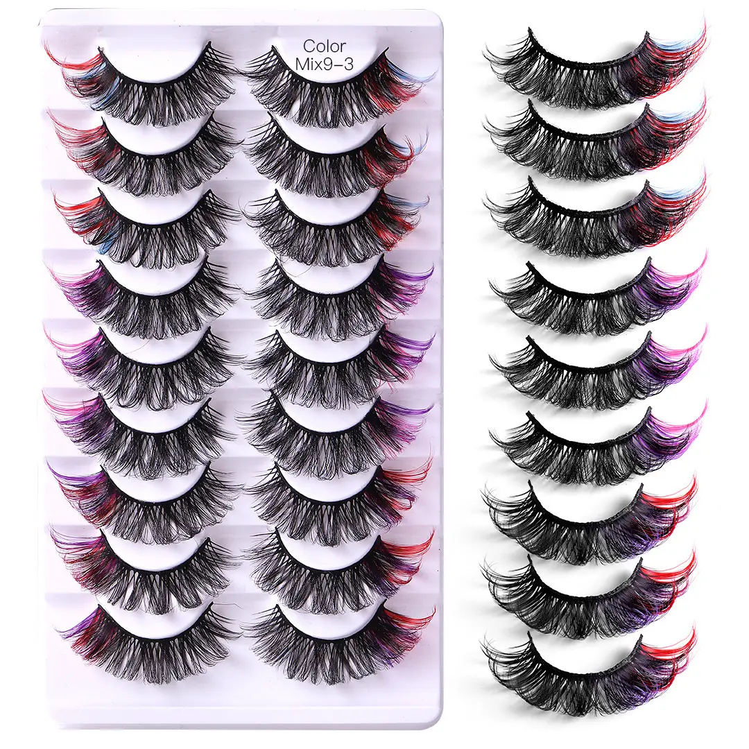 7 Pairs D-Curved False Eyelashes Colorful Durable - Image 9