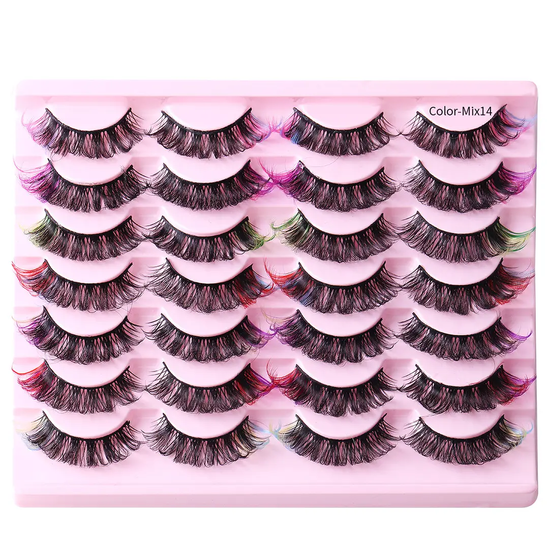 7 Pairs D-Curved False Eyelashes Colorful Durable - Image 10