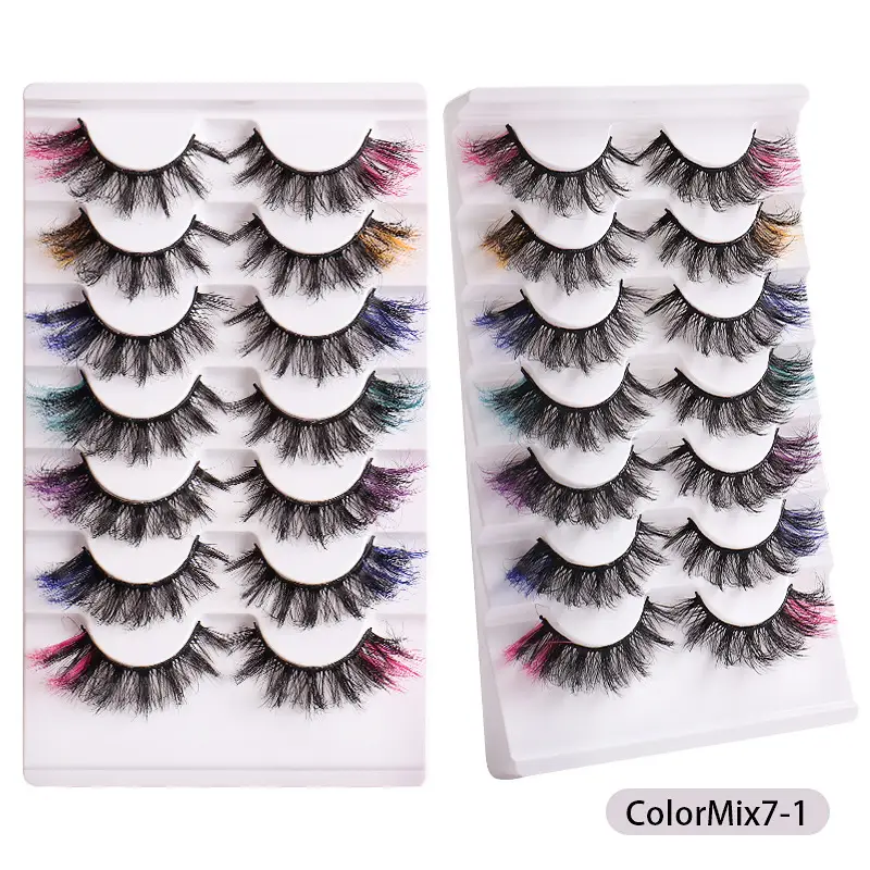 7 Pairs D-Curved False Eyelashes Colorful Durable - Image 3