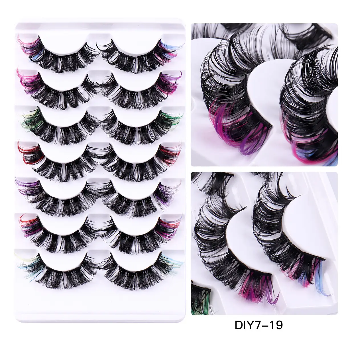 7 Pairs D-Curved False Eyelashes Colorful Durable - Image 4