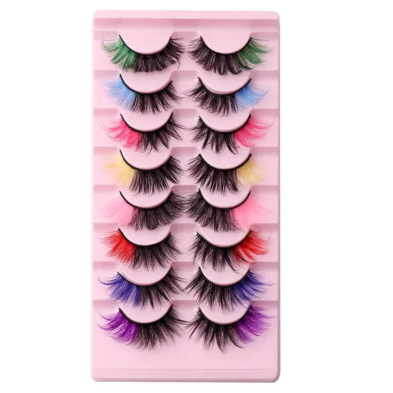 7 Pairs D-Curved False Eyelashes Colorful Durable - Image 5