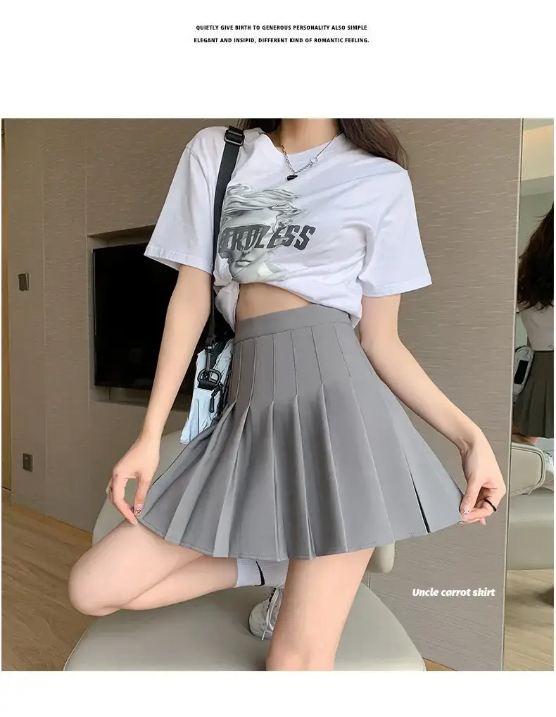 Gray Pleated Skirt Women Summer Spring Autumn 2025 — feature 114