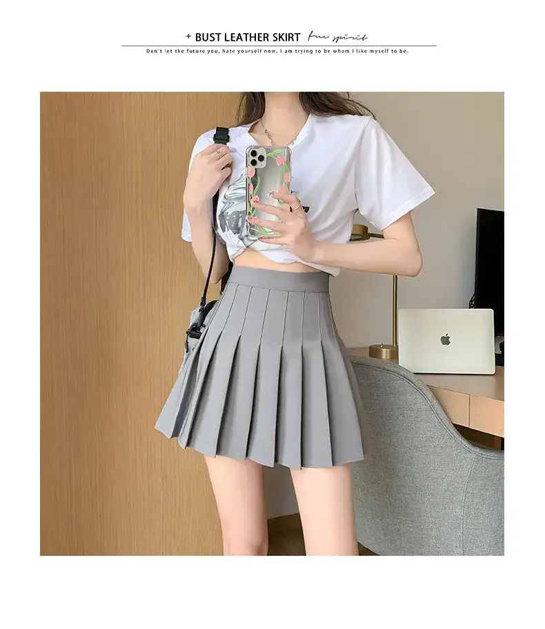 Gray Pleated Skirt Women Summer Spring Autumn 2025 — feature 115