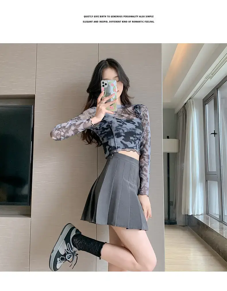 Gray Pleated Skirt Women Summer Spring Autumn 2025 — feature 124