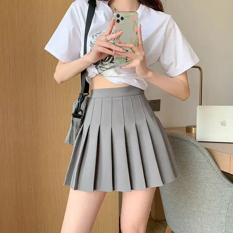 Gray Pleated Skirt Women Summer Spring Autumn 2025 - Image 5