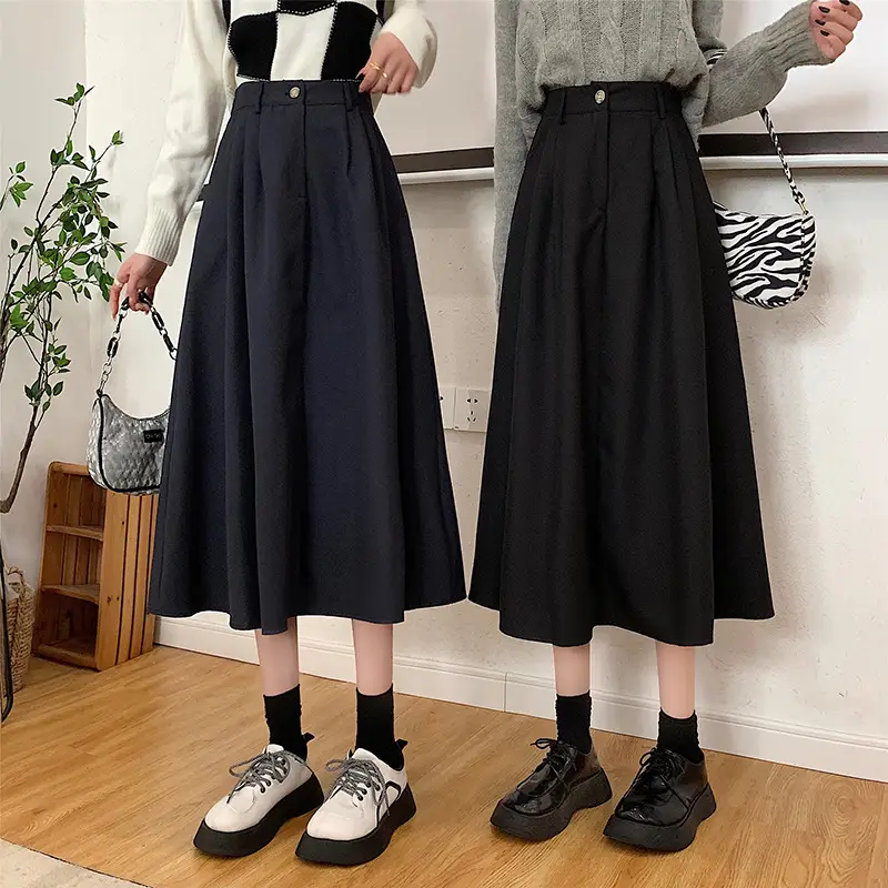 Vintage High-Waisted Skirt Women Brown Mid-Length 2025 - Image 8