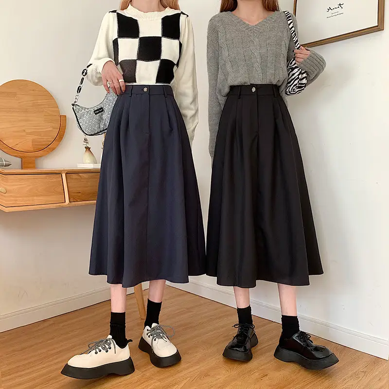 Vintage High-Waisted Skirt Women Brown Mid-Length 2025 — feature 10