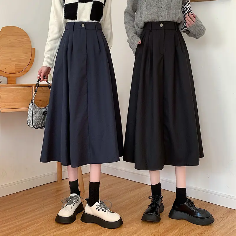 Vintage High-Waisted Skirt Women Brown Mid-Length 2025 — feature 13