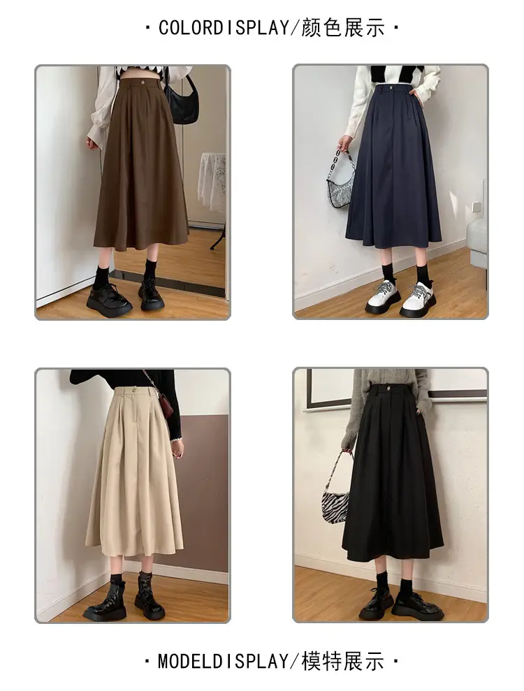 Vintage High-Waisted Skirt Women Brown Mid-Length 2025 — feature 2