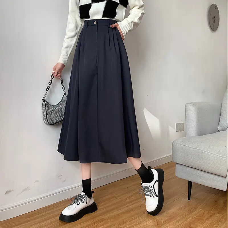 Vintage High-Waisted Skirt Women Brown Mid-Length 2025 — feature 25