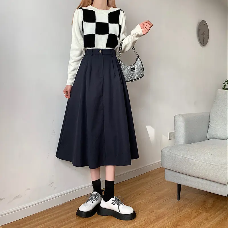 Vintage High-Waisted Skirt Women Brown Mid-Length 2025 — feature 28