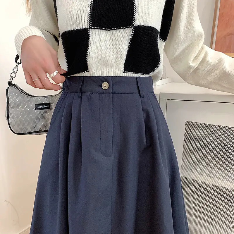 Vintage High-Waisted Skirt Women Brown Mid-Length 2025 — feature 29