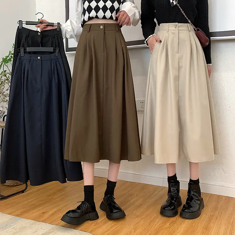 Vintage High-Waisted Skirt Women Brown Mid-Length 2025 — feature 3