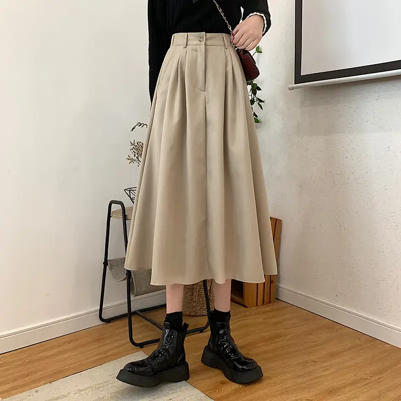 Vintage High-Waisted Skirt Women Brown Mid-Length 2025 — feature 33
