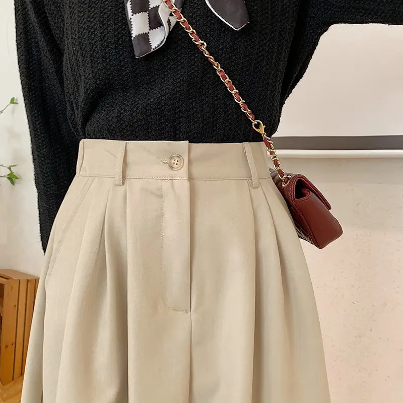 Vintage High-Waisted Skirt Women Brown Mid-Length 2025 — feature 34