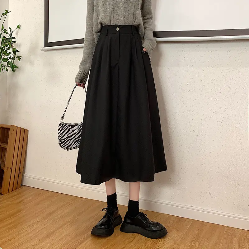 Vintage High-Waisted Skirt Women Brown Mid-Length 2025 — feature 37