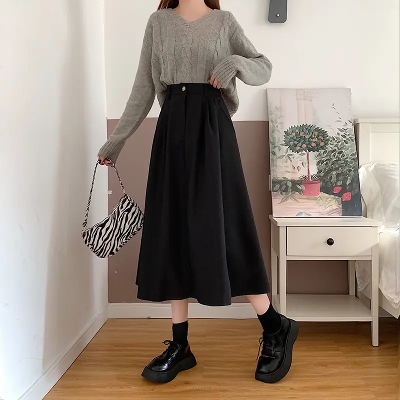 Vintage High-Waisted Skirt Women Brown Mid-Length 2025 — feature 38