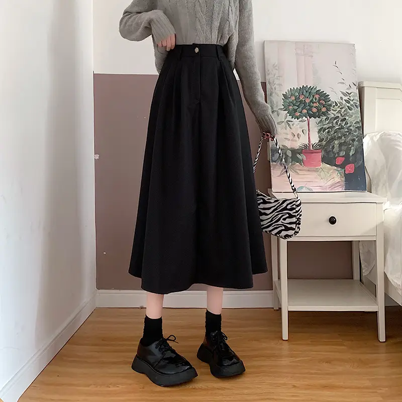 Vintage High-Waisted Skirt Women Brown Mid-Length 2025 — feature 39