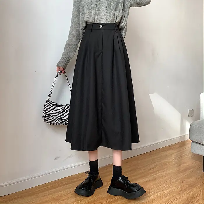 Vintage High-Waisted Skirt Women Brown Mid-Length 2025 - Image 3
