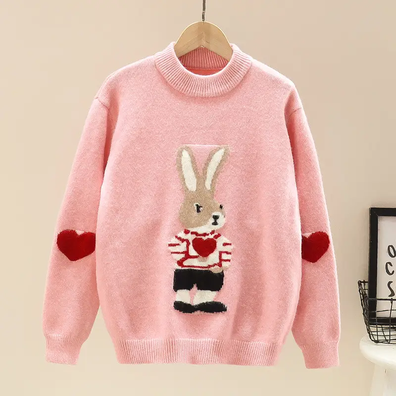 Girls' Winter Rabbit Cartoon Sweater Base Shirt - Image 6