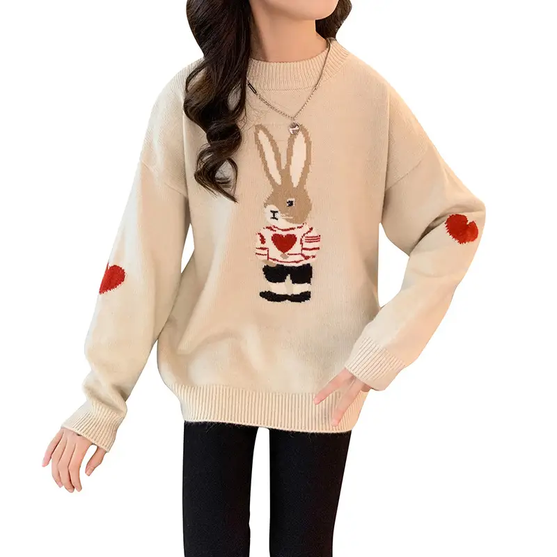 Girls' Winter Rabbit Cartoon Sweater Base Shirt - Image 7