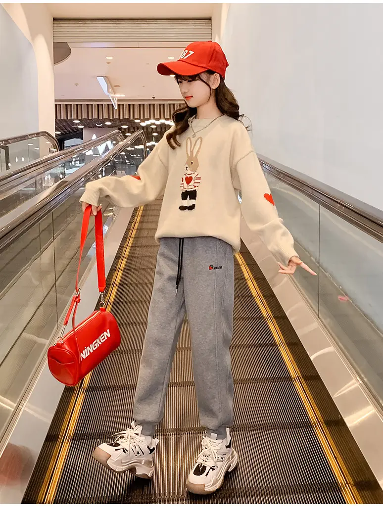 Girls' Winter Rabbit Cartoon Sweater Base Shirt — feature 17
