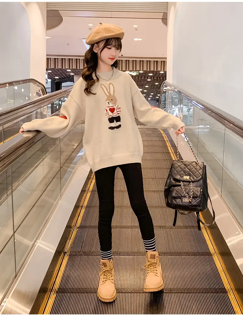 Girls' Winter Rabbit Cartoon Sweater Base Shirt — feature 20